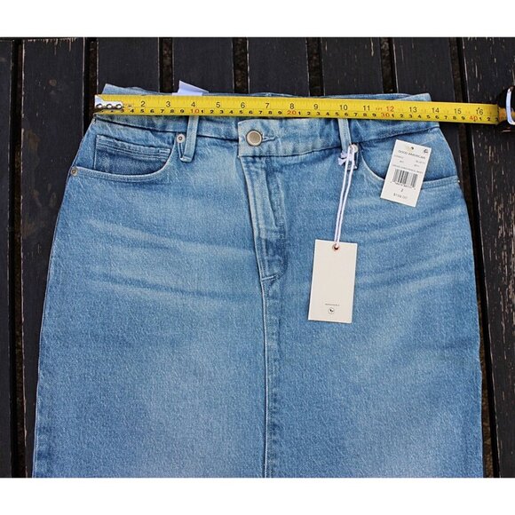 New w/Tags - Good American Crossover Denim Jeans Midi Skirt - WAY OVERSIZED - Picture 9 of 12